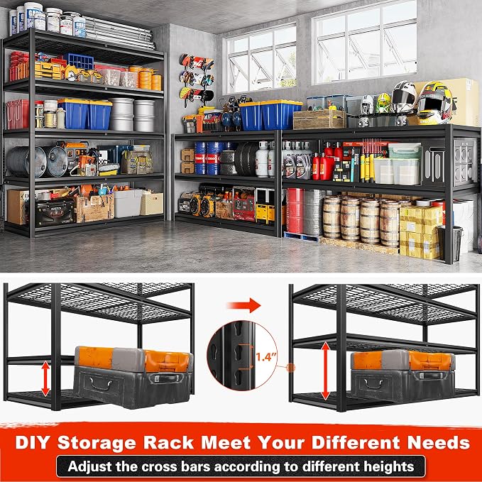 REIBII 78" H Garage Shelving, 5 Tier Storage Shelves Heavy Duty, 3000LBS - Image 7