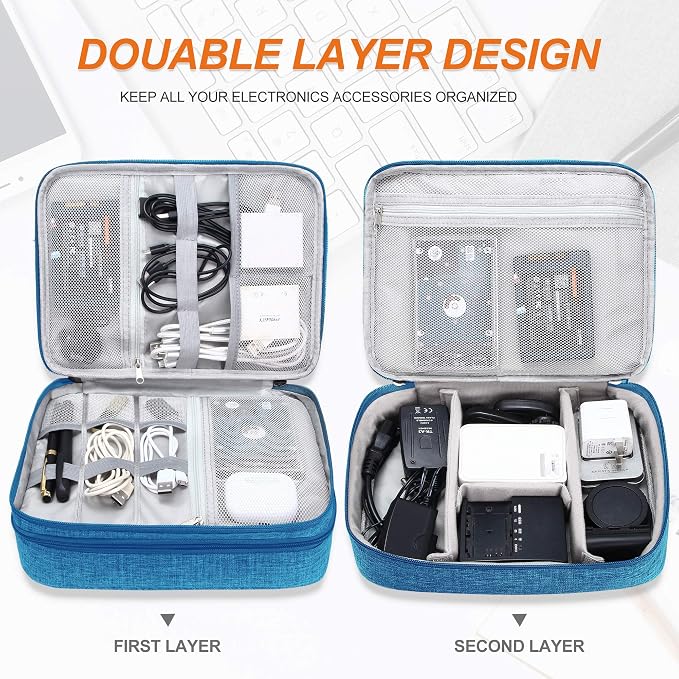 SELLYFELLY Electronic Bag Travel Cable Accessories Bag Waterproof Double Layer - Image 3