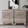 Night Stand Set 2, Bedside Table & End Table, Mid Century Modern Fluted Wood by WODEER