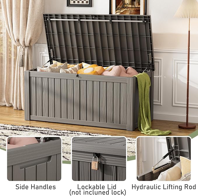 Outdoor Storage Box, Resin Deck Boxes Indoor and outdoor, Waterproof Storage - Image 6