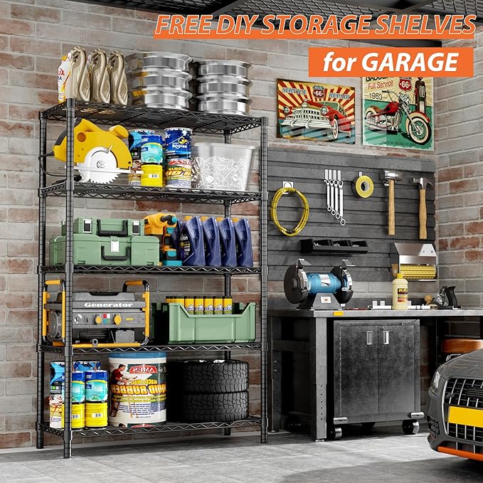 Storage Shelves Heavy Duty, 5-Tier Adjustable Metal Industrial Utility Shelf - Image 4