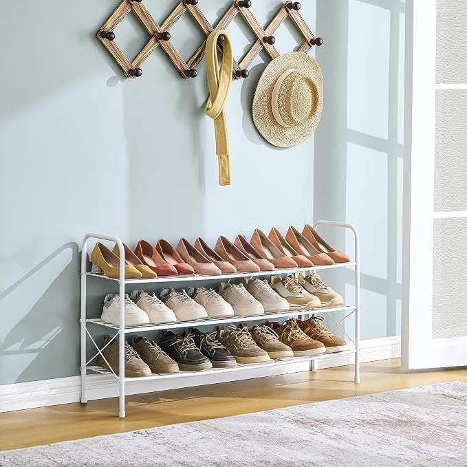 Hoctieon 3 Tier Durable Mesh Style Shoe Rack, Entryway Shoe Shelf, Shoe Rack - Image 4