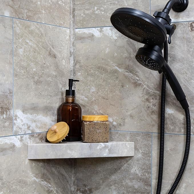 Palisade Vinyl Waterproof Corner Shower Shelf in Venetian Marble - Image 5