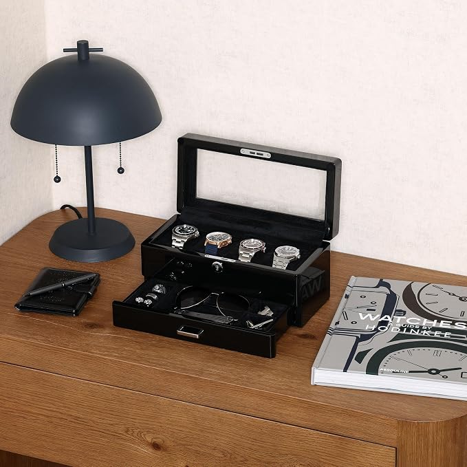 ROTHWELL 4-Slot Piano Black Watch Box - Image 2