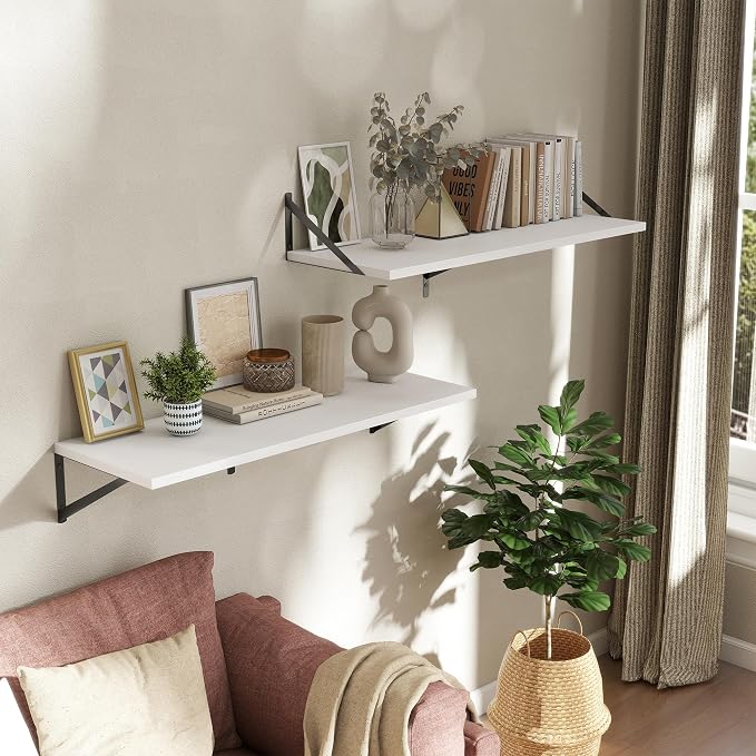 Deep Floating Shelves Wall Mounted, Living Room, Office - Image 2
