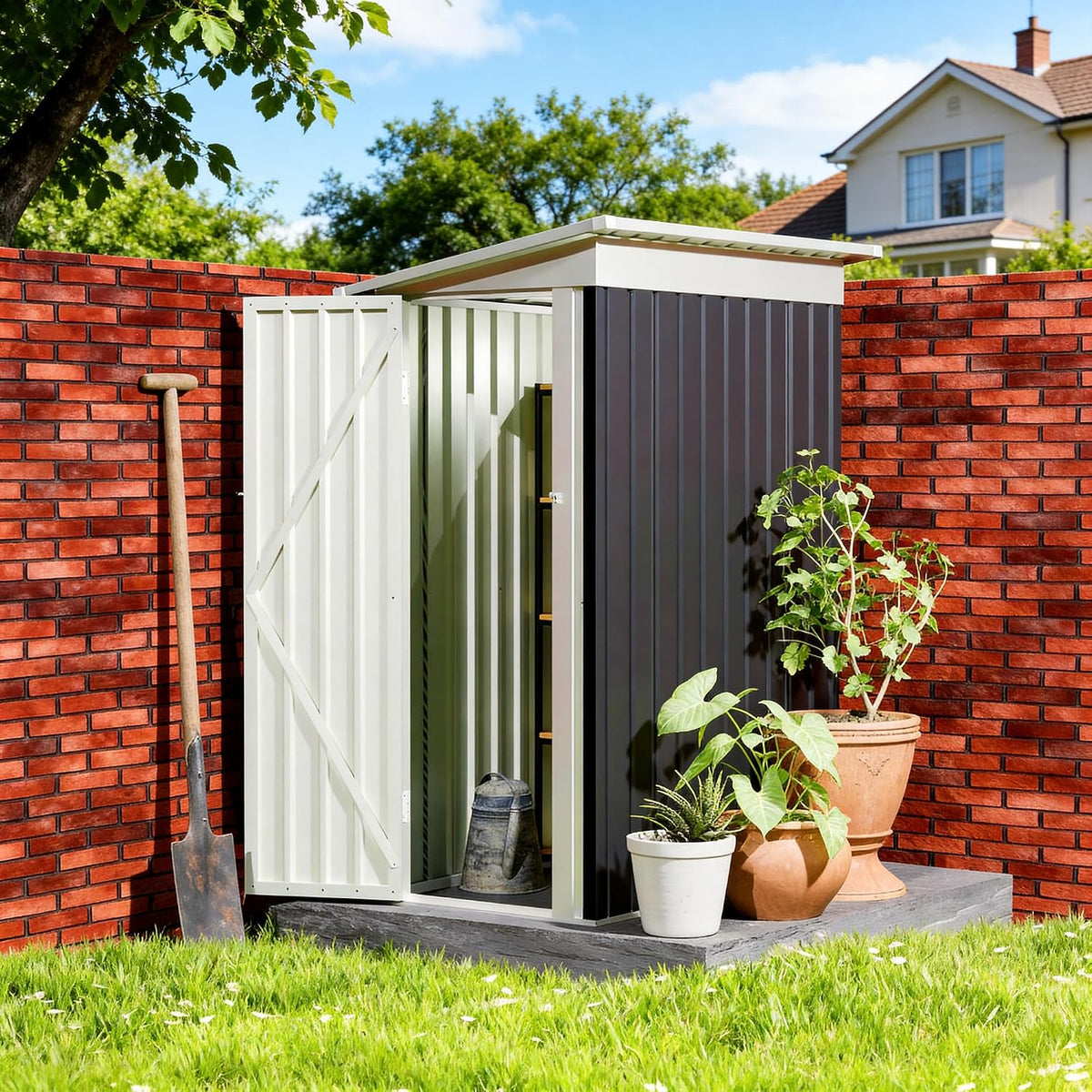 4 * 2 FT Metal Garden Storage Sheds for Patio Backyard Tools House