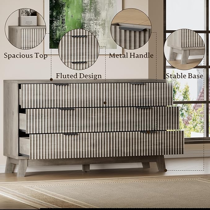 53" Long Dresser for Bedroom, 6-Drawer Dresser - Image 5