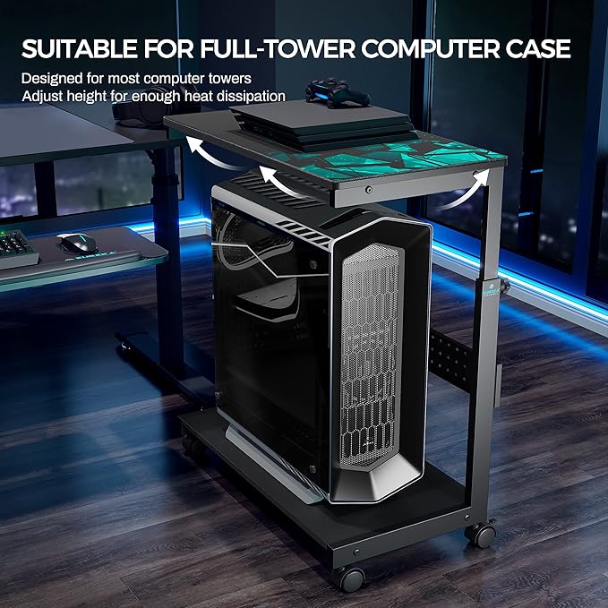 EUREKA ERGONOMIC PC Stand Computer Cart, Height Adjustable Tower Stand 2-Tier - Image 5