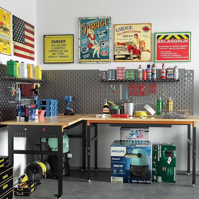 Betterhood 60" Adjustable Workbench on Wheels, 2000 LBS Heavy Duty Work Table - Image 8