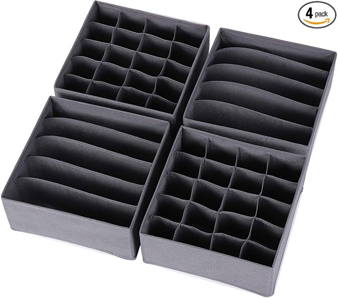 DIOMMELL 4 Pack Foldable Cloth Storage Box Closet Dresser Drawer Organizer by DIOMMELL
