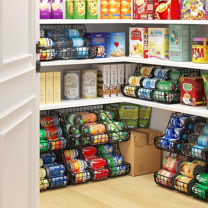 2-Tier Stackable Can Organizer for Pantry Shelves, 2 Pack Soda Can Organizer - Image 2