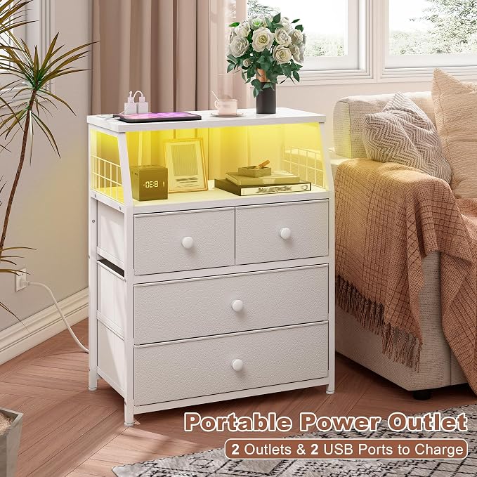 EnHomee 21.8" W White Nightstand Set of 2, Night Stand - Image 8