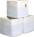 NaturalCozy 13x15x13 Kallax Storage Cubes Bins, 3 Pack | Cotton Rope Cube by NaturalCozy