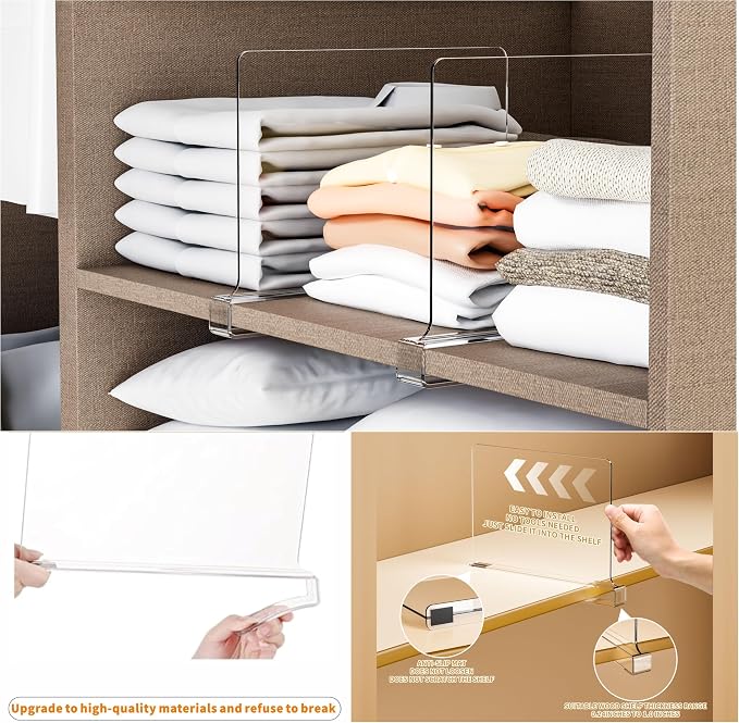 Yieach 10 Pack Clear Acrylic Shelf Divider - Image 3