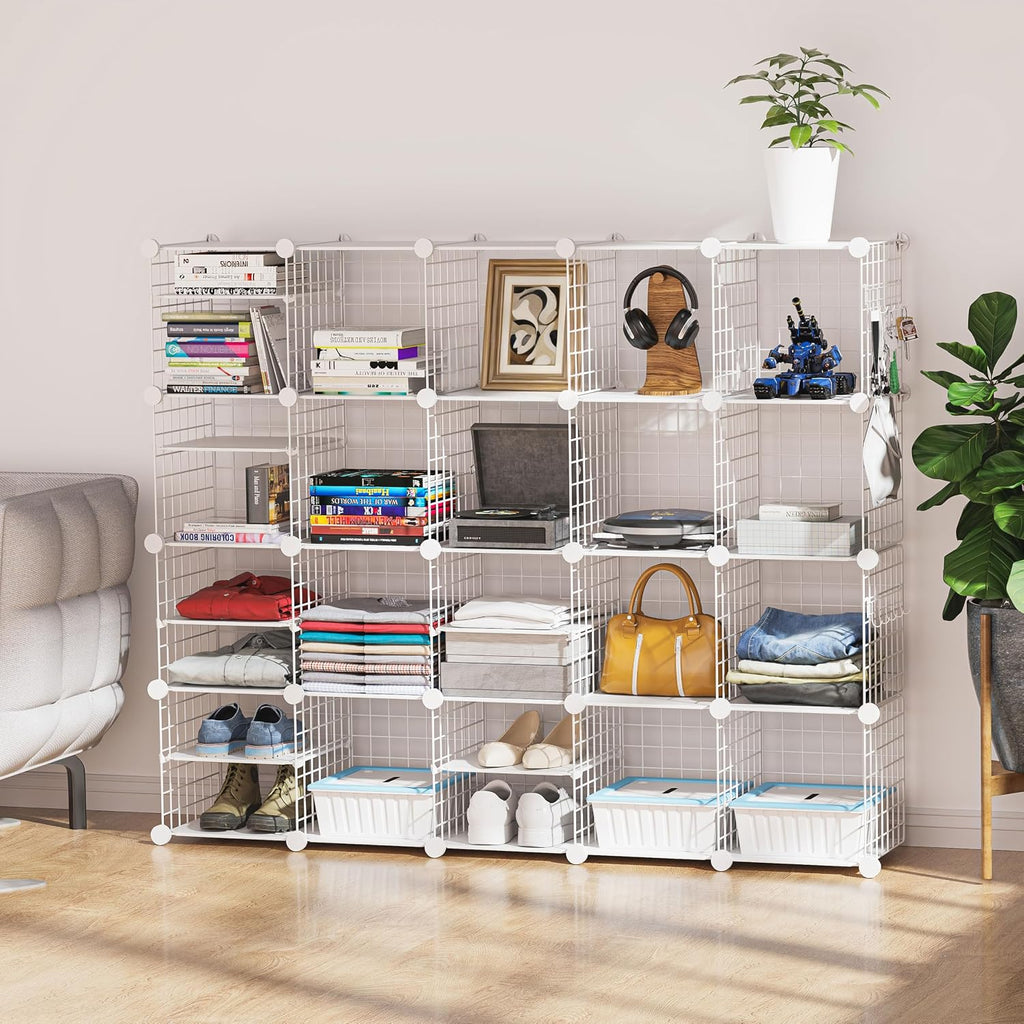 Wire Cube Storage Organizer, 20 Cubes Converted into 23 Cubes, Sturdy