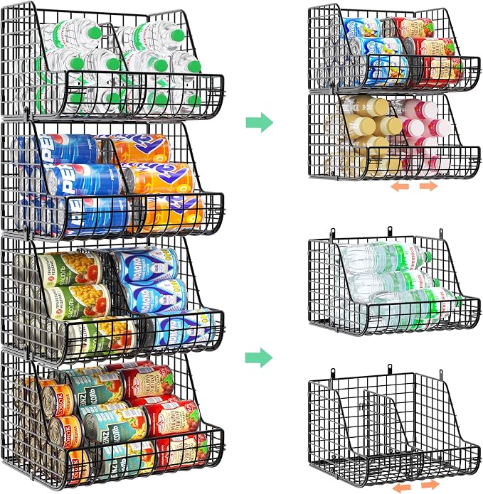 Stackable Soda Can Organizer Stores Up to 72 Cans, 4-Tier Kitchen Can Holders by Lyuwanxian