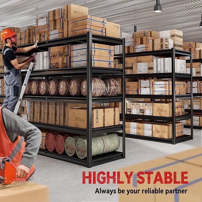 REIBII 78" H Storage Shelves, Garage Shelving Heavy Duty Load 3000LBS, - Image 7