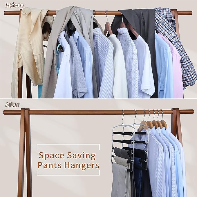 TOPIA HANGER Pants Hangers Space Saving, Non-Slip Foam Padded Organizer Hanger - Image 2