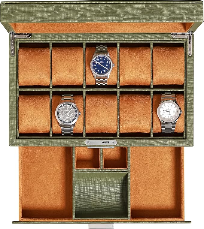 ROTHWELL 10-Slot Watch Box in Leather by RothwellSanFrancisco