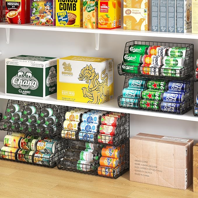 2-Tier Stackable Can Organizer for Pantry Shelves, 2 Pack Soda Can Organizer - Image 5