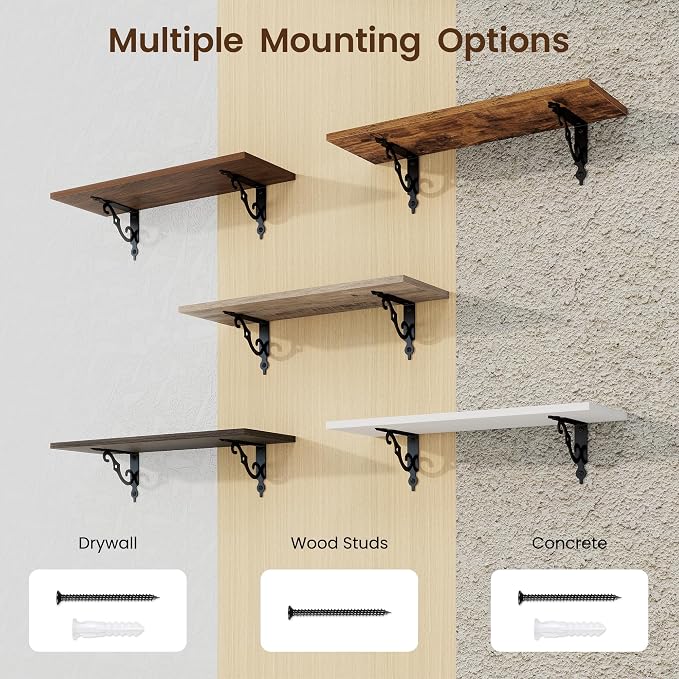 RICHFOCUS Floating Shelves for Wall Decor, 24Inch Rustic Shelves Set of 2 - Image 6