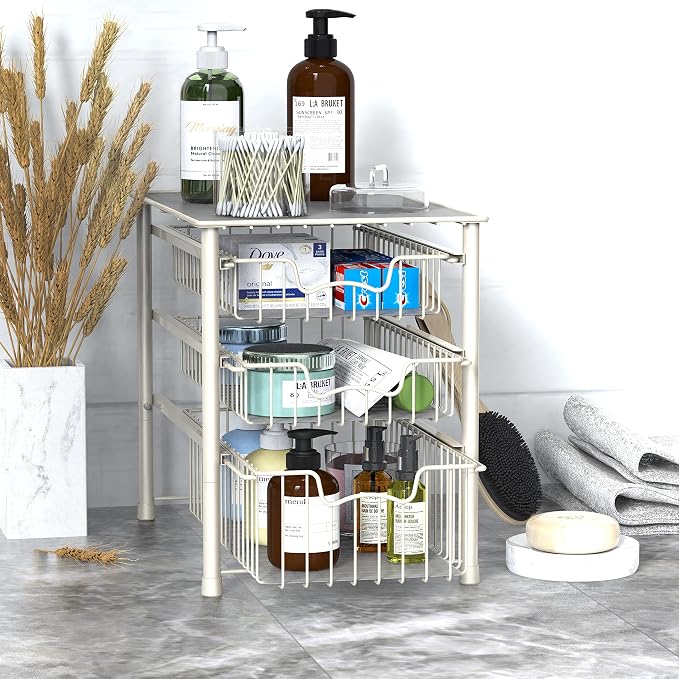 Simple Houseware 3-Tier Stackable Sliding Basket Storage Organizer Drawer - Image 6