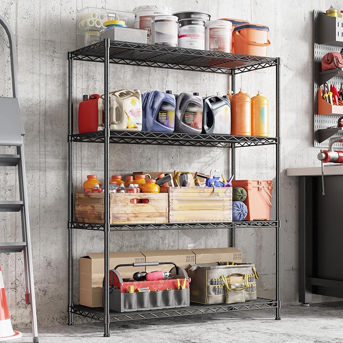 4- Shelf Metal Shelving Unit Adjustable Storage Shelves Heavy Duty Garage - Image 6