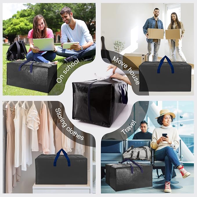 12 Pack Heavy Duty Extra Large Moving Bags W/Backpack Straps - Image 6