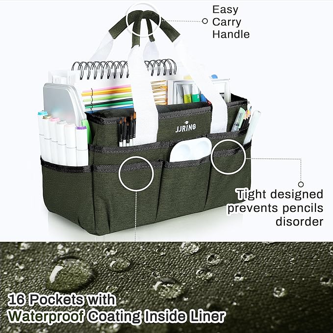 JJRING Craft Organizer Tote Bag, Art Storage Caddy - Image 4