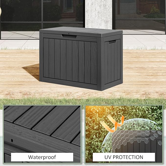 NUNU LAB Outdoor Storage Box, 45 Gallon Outside Deck Box Waterproof, Resin - Image 3