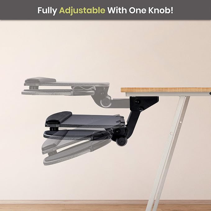 Under Desk Keyboard Tray, 17.75" Track, One Knob Control, Undermount Sliding - Image 8