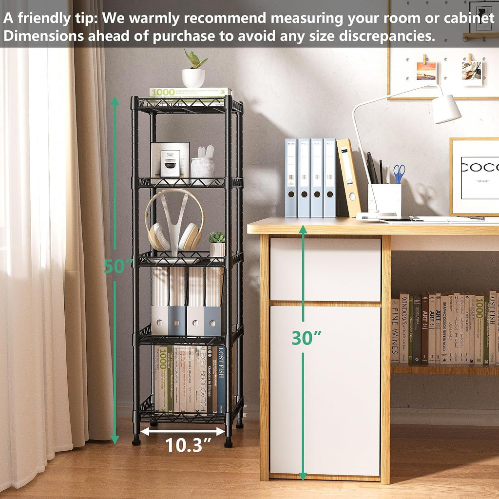 GIOTORENT 5 Tier Standing Shelving Metal Units, Adjustable Height Wire