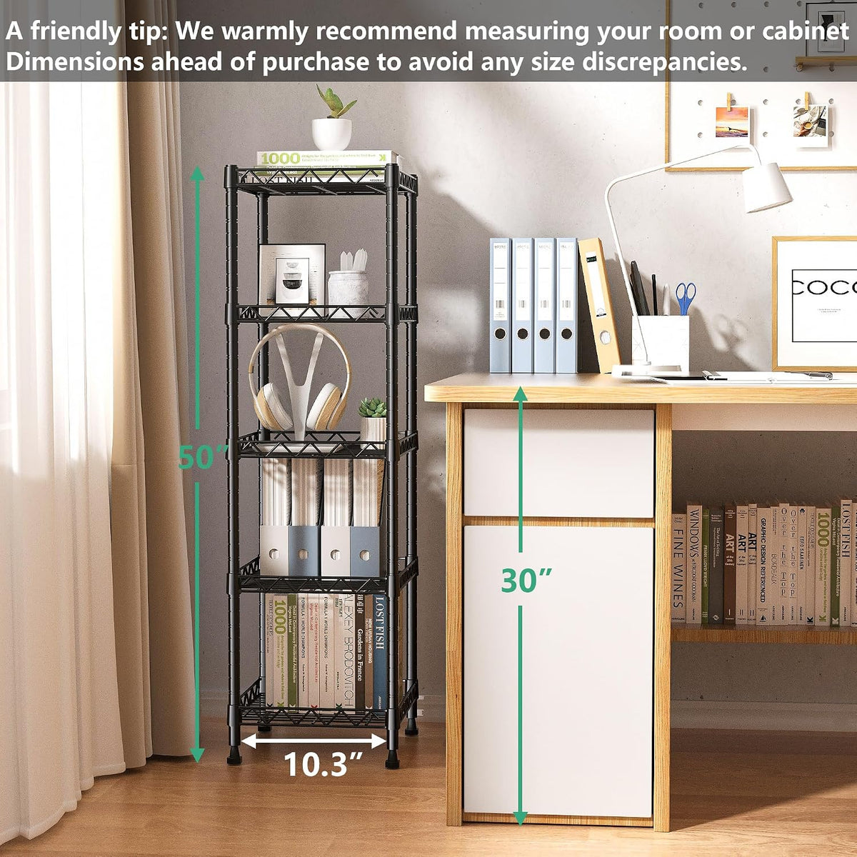 GIOTORENT 5 Tier Standing Shelving Metal Units, Adjustable Height Wire