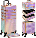 AROUS 5 in 1 Rolling Makeup Train Case with Lid Cosmetology Case on