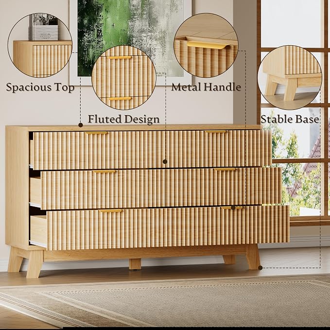 53" Long Dresser for Bedroom, 6-Drawer Dresser - Image 5