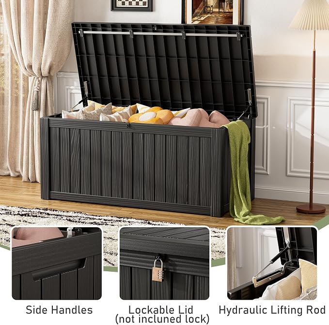 120 Gallon Outdoor Storage Box, Resin Deck Boxes Outdoor Waterproof - Image 5