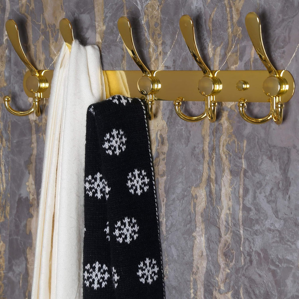 Coat Rack Wall Mounted - 5 Tri Hooks, Heavy Duty, Stainless Steel
