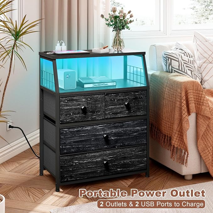 EnHomee 21.8" W Black Nightstand - Image 8