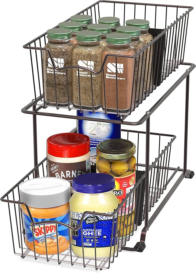 SimpleHouseware 2 Tier Cabinet Wire Basket Drawer Organizer - Image 4