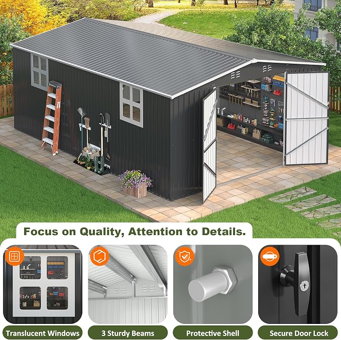 12x18 FT Outdoor Storage Shed, Garden Shed - Image 4