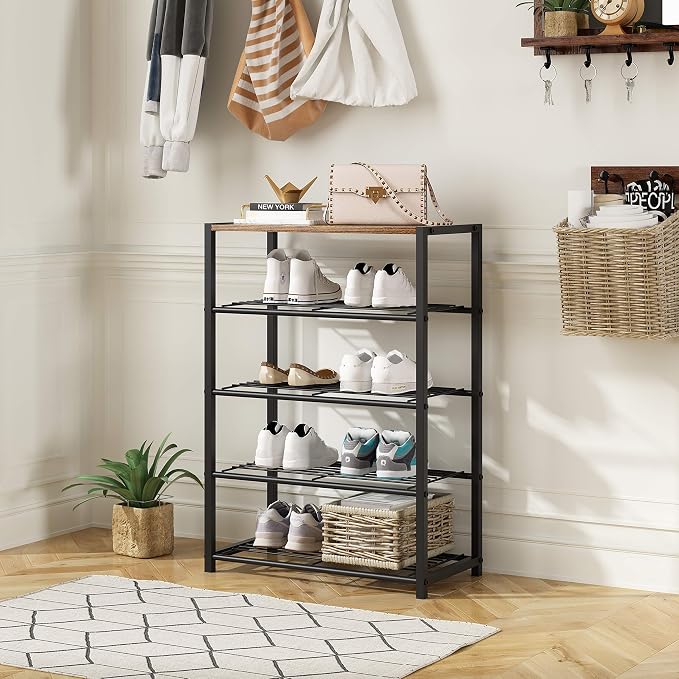 Yusong Shoe Rack Organizer, 5 Tier Industrial Shoe Storage Shelf, Narrow Sturdy - Image 8