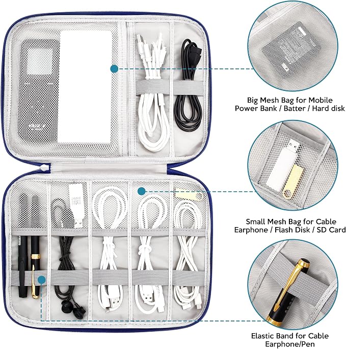 SELLYFELLY Electronics Organizer Travel Cord Organizer Case Compact Electronics - Image 3