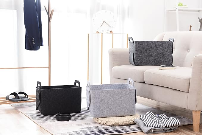 Minoisome Storage Basket Felt Storage Bin Collapsible& Convenient Box Organizer - Image 6