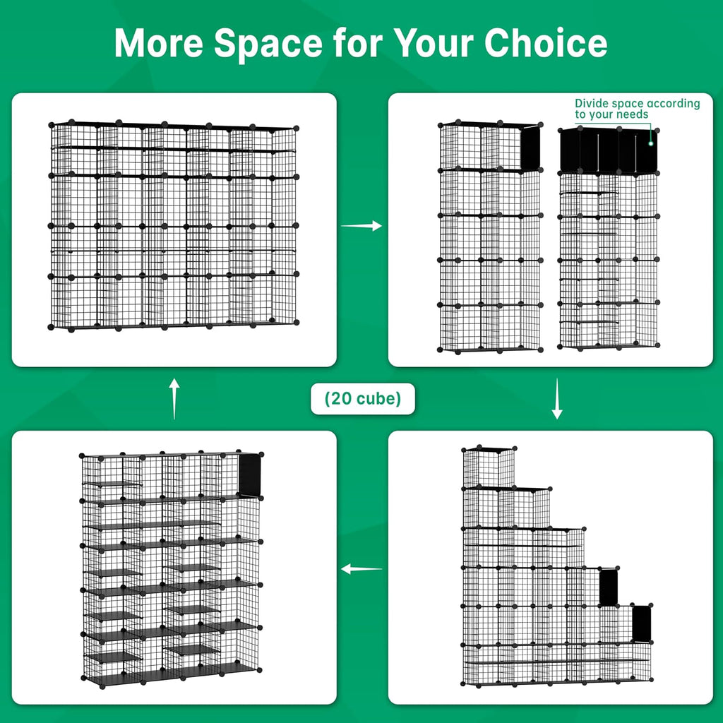 Wire Cube Storage Organizer, 20 Cubes Converted into 23 Cubes, Sturdy