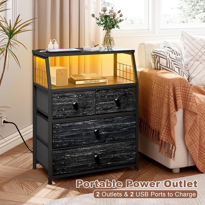 EnHomee 21.8" W Black Nightstand Set of 2, Night Stand - Image 8