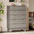 BORNOON 46" Tall Dresser for Bedroom, 6-Drawer Fluted Chest of