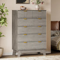 46" Tall Dresser for Bedroom, 6-Drawer Fluted Chest of Drawers, Modern Wood by BORNOON