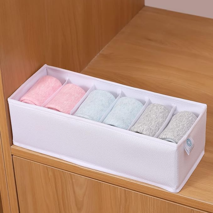 Qozary 3 Pack Sock Underwear Drawer Organizer Dividers, Collapsible Cabinet - Image 5