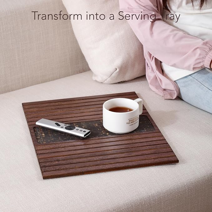 DETOR Couch Arm Tray with Retro Cork Pad, Enhanced Non-Slip Bottom, Sturdy - Image 9