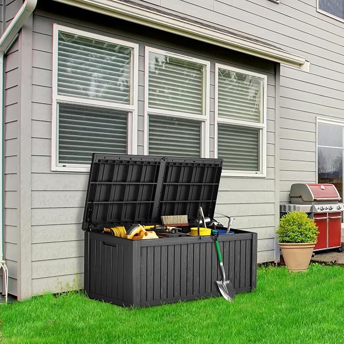 180 Gallon Resin Deck Box, Waterproof Outdoor Storage Box - Image 2